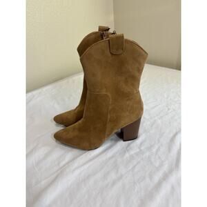 New Forever 21 Size 9 Camel Brown Faux Suede Pointed Toe Ankle Cowgirl Booties